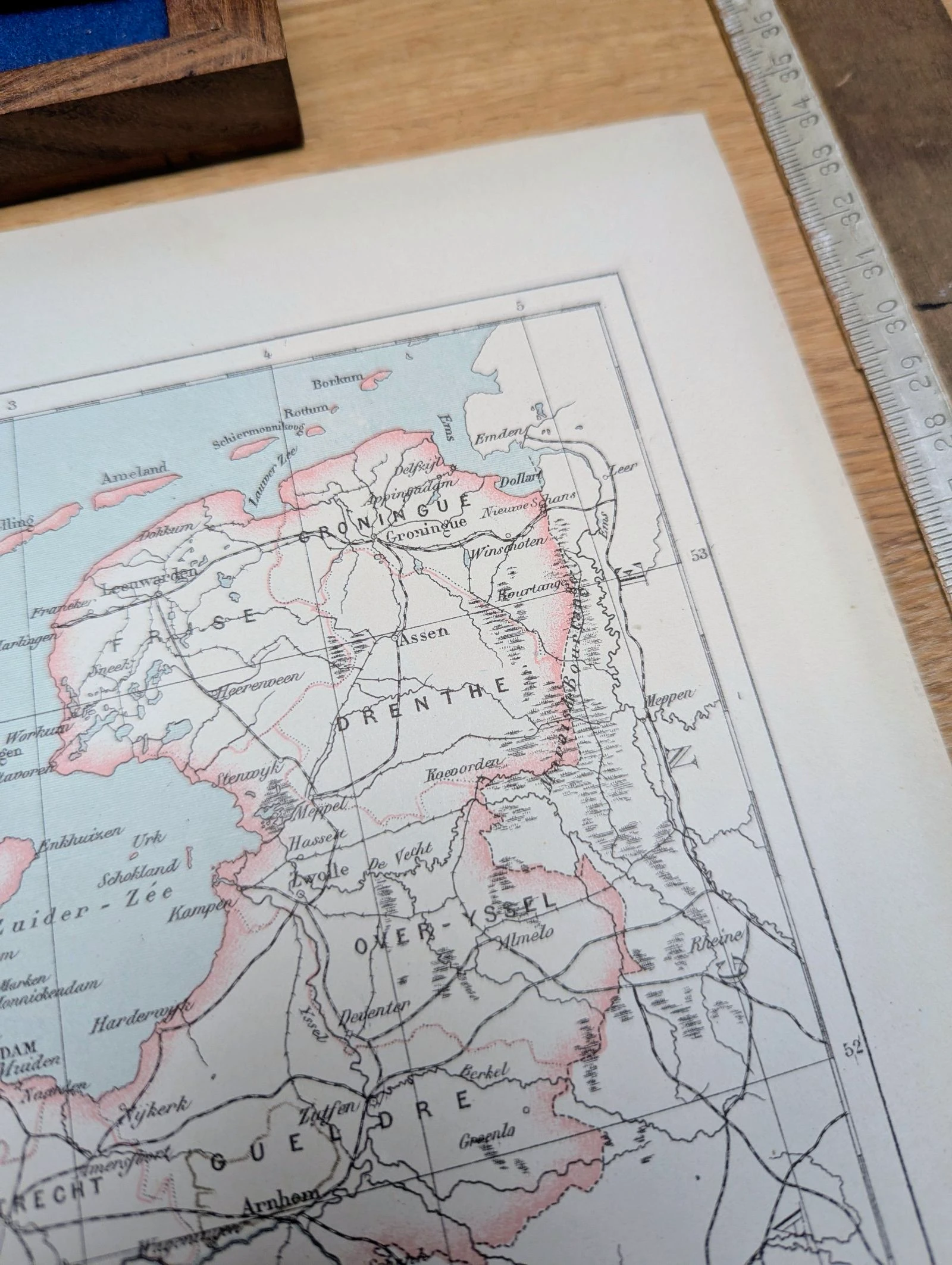 Países Baixos e Bélgica, mapa de época, 1887, Autêntico. – photo 8